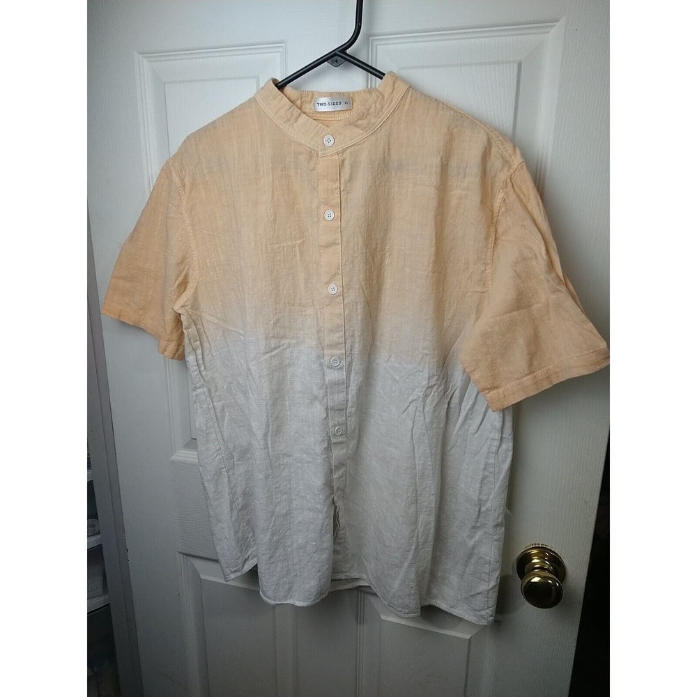 TWO -Sided Orange White Ombre Shirt Sleeve Button Shirt. Size XL
